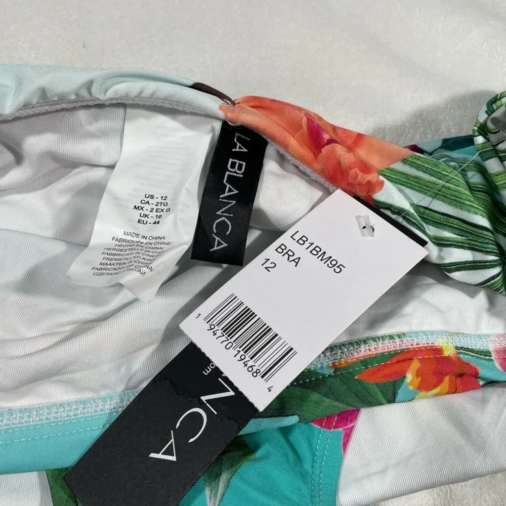 NWT‎ La Blanca [ 12 ] Tropicalia Shirred Band Floral Hipster Bikini Bottoms